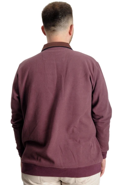 Mode XL Büyük Beden Erkek Sweat Polo Selanik Horse 23442 Gül Kurusu - Resim 4