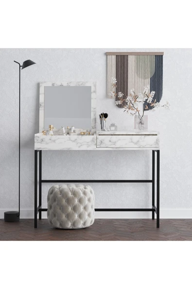 Decormet Linda Makyaj Masası Carrara Marble - Resim 7