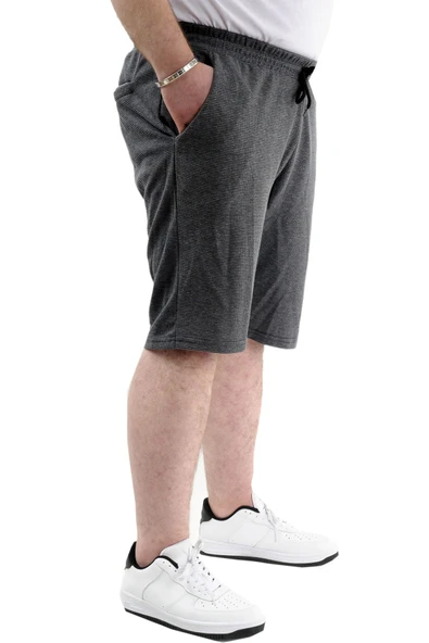 Mode XL Büyük Beden Erkek Cepli Şort WAFFLE 23498 Antramelanj - Resim 3