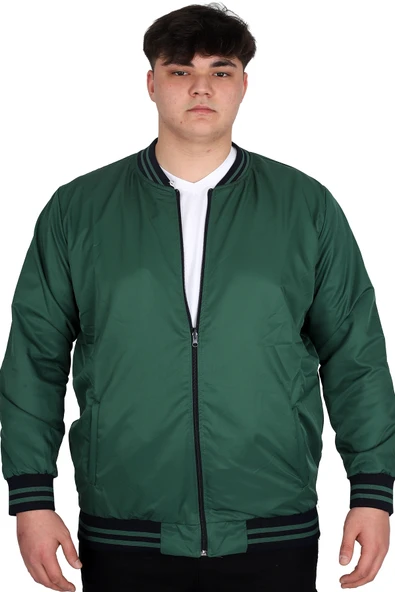 Mode XL Büyük Beden Erkek Çift Taraflı Mont 23652 Lacivert-Yeşil - Resim 2