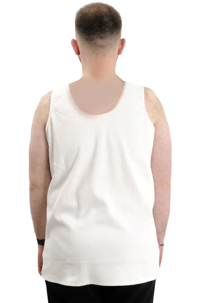 Mode XL Büyük Beden Erkek Kolsuz Atlet 6341 Ekru - 4