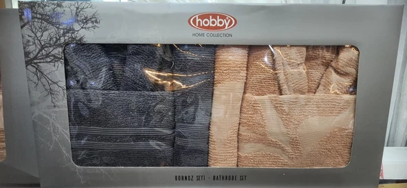 HOBBY AİLE BORNOZ TAKIMI PUGA ŞETALİ-KOYUGRİ ürün görseli