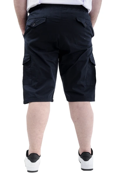 Mode XL Büyük Beden Erkek Kapri Kargo Cepli Beli Bağlamalı VALENCIA 21404 Lacivert - 4