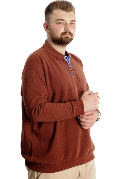 Mode XL Büyük Beden Erkek Sweat Polo Selanik Nakışlı 20440 Kiremit ürün görseli