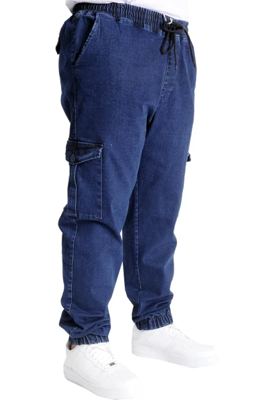 Mode XL Battal Beden Erkek Kot Pantolon CHIEF BLUE Lastikli 23919 Lacivert - Resim 3