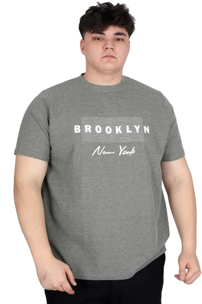 Mode XL Büyük Beden Erkek Tişört Baskılı BROOKLYN WAFFLE U25002 Haki ürün görseli