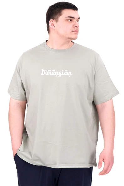 Mode XL Büyük Beden Erkek T-Shirt Bisiklet Yaka DIMENSION U25025 Çağla ürün görseli 1