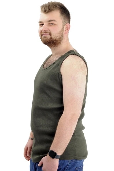 Mode XL Büyük Beden Erkek Kolsuz Atlet 6341 Haki - 2