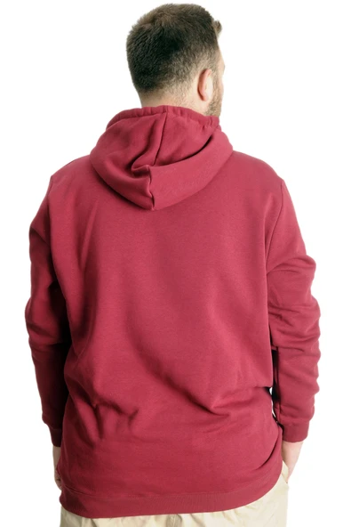 Mode XL Büyük Beden Erkek Sweat Kanguru Cep Easy Adventure 23527 Bordo - Resim 4