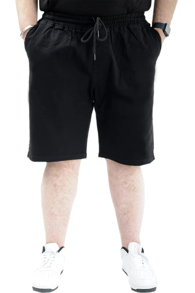 Mode XL Büyük Beden Erkek Kapri Yan Cepli 23808 Siyah ürün görseli 1