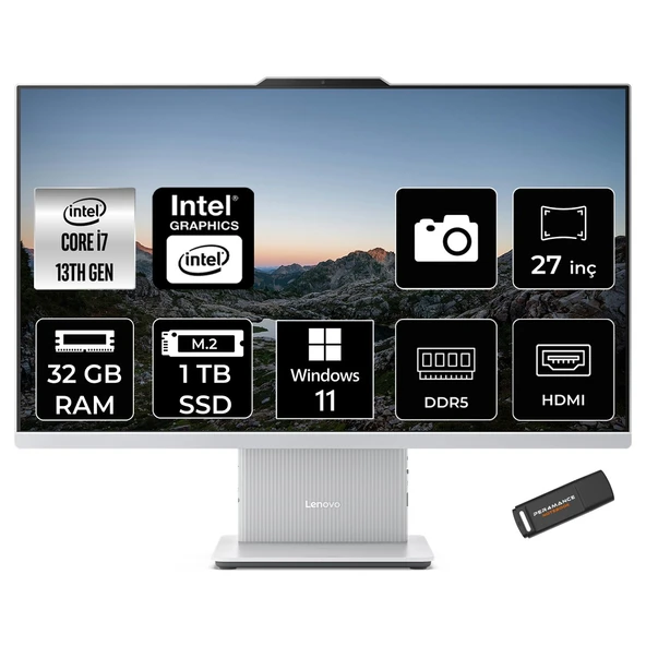IdeaCentre 27IRH9 Intel Core i7 13620H 32GB 1TB SSD 27" FHD W11P All in One Bilgisayar & PER4 USB Bellek F0HM004JTRP398 ürün görseli 1