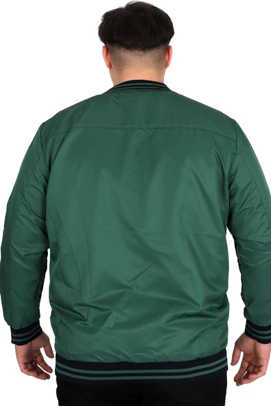 Mode XL Büyük Beden Erkek Çift Taraflı Mont 23652 Lacivert-Yeşil - Resim 4