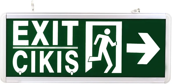 Sağ - Sol Çıkış Levhası, 3 Saat Şarjlı, Elektrikle Çalışır, 3 Watt Ledli, Acıl Çıkış Levhası, EXIT - 7