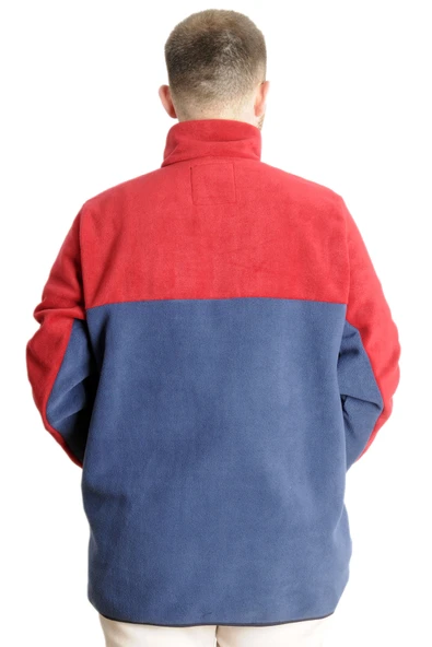 Mode XL Erkek Sweat Polo Yaka Yarım Fermuarlı Polar 22552 İndigo - Resim 4