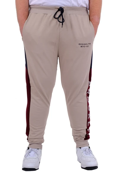 Mode XL Büyük Beden Erkek Eşofman Altı İnterlok Garnili BROOKLYN 24517 Gri ürün görseli 1