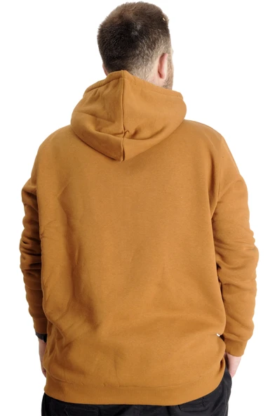 Mode XL Büyük Beden Erkek Sweat Kapşon Cep Zippered Basic 20543 Camel - 4