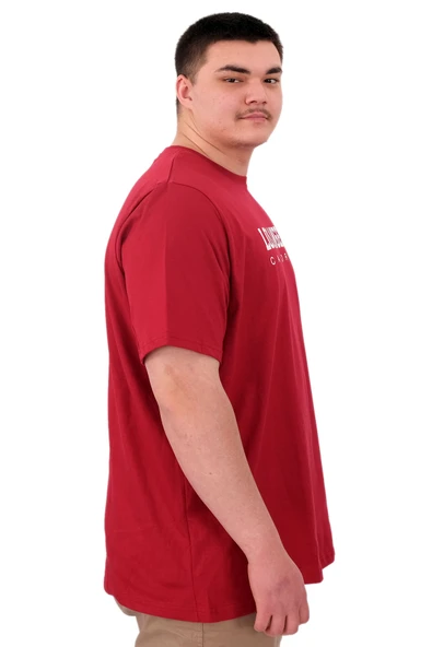 Mode XL Büyük Beden Erkek Baskılı T-Shirt Los Angeles U25031 Bordo - Resim 2