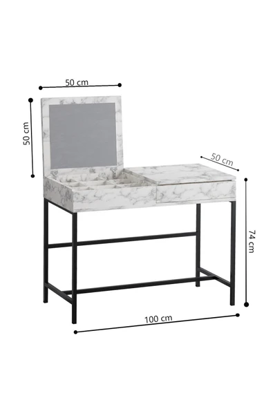 Decormet Linda Makyaj Masası Carrara Marble - Resim 9
