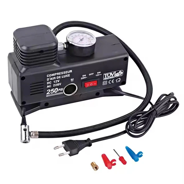 220v Ile 12v Oto Elektriği Çalışan Hava Lastik Şişirme Kompresörü 250 Psı Çok Amaçlı Yol Yardımı - 2