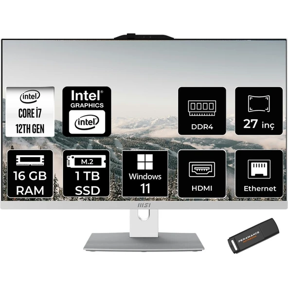 Msı Modern AM272P Intel Core I7 1255U 16GB 1tb SSD 27" Fhd Windows 11 Pro All In One Bilgisayar & Per4 USB Bellek 12M1209TRP413 ürün görseli