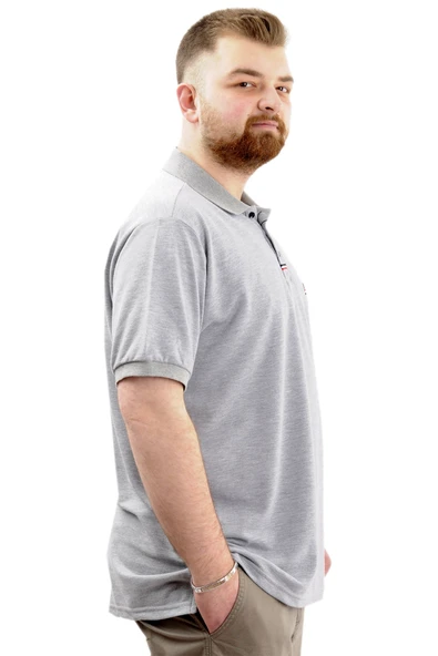 Mode XL Büyük Beden Erkek Polo Yaka Tişört Cepli YIRTMAÇLI U24329 Grimelanj - Resim 3