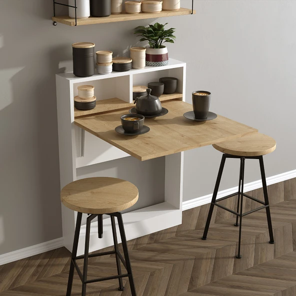 Decormet Bracked Çok Fonksiyonlu Masa Safir Meşe - Resim 7