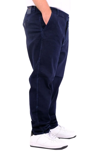 Mode XL Büyük Beden Erkek Kot Pantolon Yan Cep CHINO 18880 Lacivert - 3