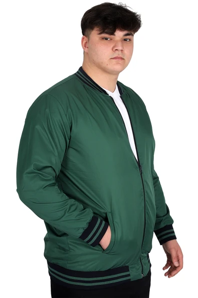 Mode XL Büyük Beden Erkek Çift Taraflı Mont 23652 Lacivert-Yeşil - Resim 3