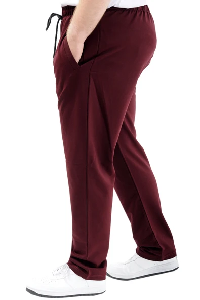 Mode XL Büyük Beden Erkek Eşofman Altı Classic 2 İp 11100 Mürdüm - Resim 2