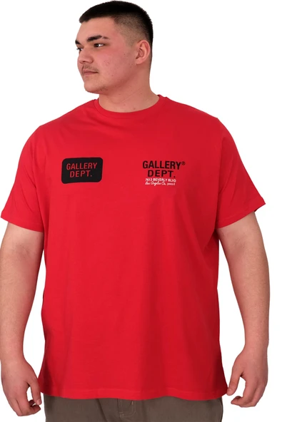 Mode XL Büyük Beden Erkek T-Shirt Bisiklet Yaka Gallery Dept U25003 Kırmızı ürün görseli
