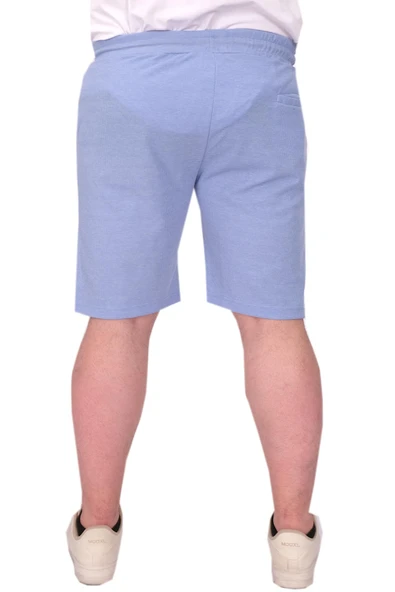 Mode XL Büyük Beden Erkek Şort Düz Waffle 23498 Mavi