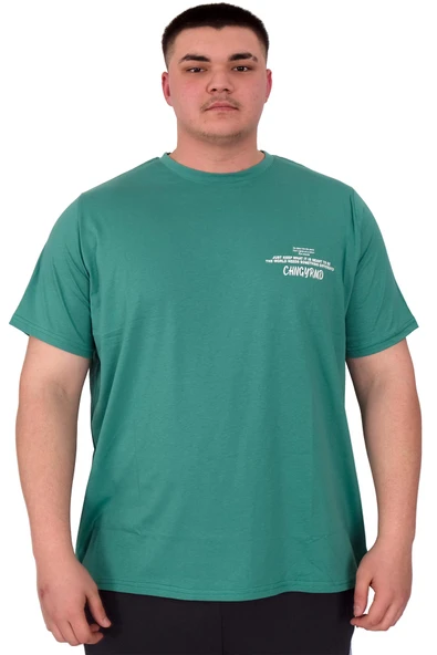 Mode XL Büyük Beden Erkek T-Shirt Bisiklet Yaka Compaes U25021 Çağla ürün görseli