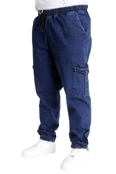 Mode XL Battal Beden Erkek Kot Pantolon CHIEF BLUE Lastikli 23919 Lacivert - Resim 2