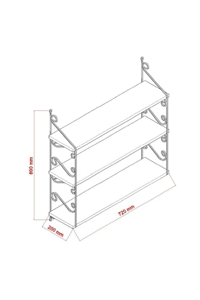 Decormet Seramoni Raf Seti 3 Raflı 200*720 Beyaz - Resim 11