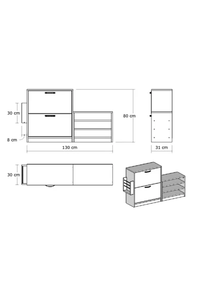 Decormet Trend Ayakkabı Dolabı Safir Meşe - Resim 3