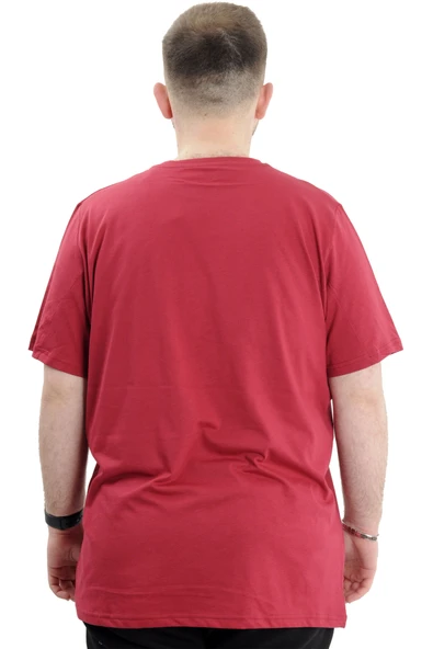 Mode XL Büyük Beden Baskılı Bisiklet Yaka Erkek Tişört REFILL U24044 Bordo - Resim 4