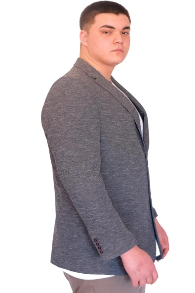Mode XL Büyük Beden Erkek Klasik Blazer Ceket BRITANYA 23028 Koyu Gri - 7