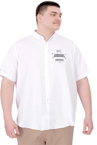 Mode XL Büyük Beden Erkek Gabardin Gömlek Everyday Essentials U25602 Beyaz ürün görseli