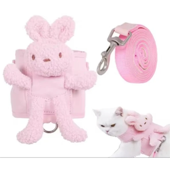 Evcil Hayvan Peluş Ayıcıklı Göğüs Gezdirme Tasması Set - Resim 5