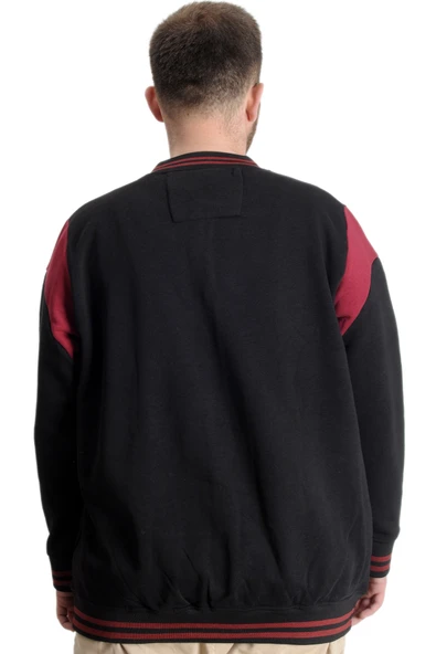 Mode XL Büyük Beden Erkek Kolej Mont Nothing 23630 Siyah - 4