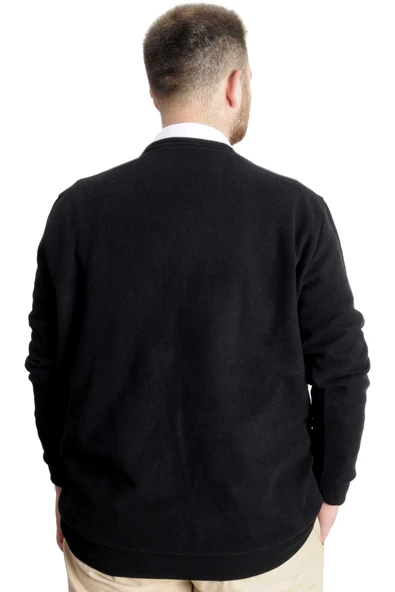 Mode XL Büyük Beden Erkek Hırka Vanize Selanik Düğmeli 20548 Siyah - 8