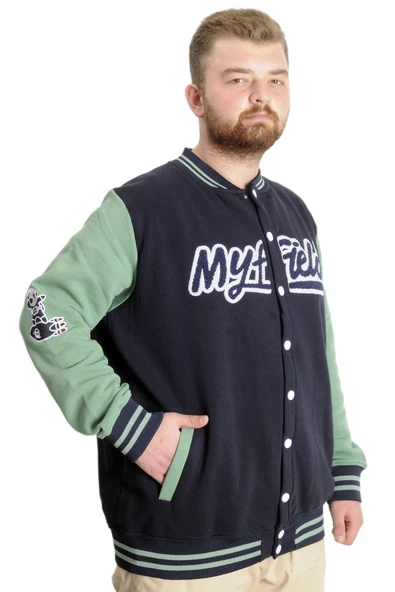 Mode XL Büyük Beden Erkek Kolej Mont My Field 23626 Lacivert - 3