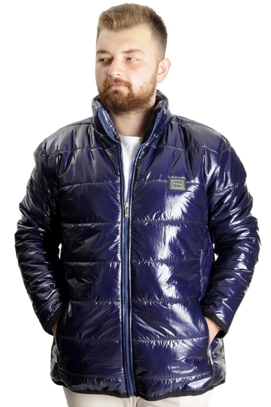 Mode XL Büyük Beden Erkek Mont Kapitone 23608 İndigo ürün görseli