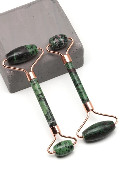 Anyolit Doğal Taş Masaj Taşı Rose Renkli - Face Roller