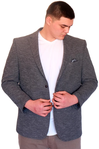 Mode XL Büyük Beden Erkek Klasik Blazer Ceket BRITANYA 23028 Koyu Gri - 4