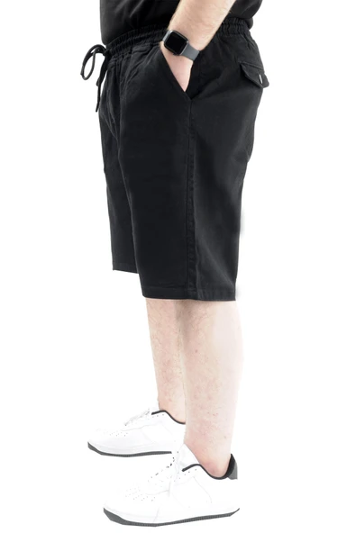 Mode XL Büyük Beden Erkek Kapri Yan Cepli 23808 Siyah - Resim 2