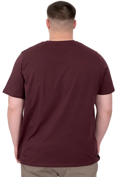 Mode XL Büyük Beden Erkek T-Shirt Bisiklet Yaka Statue U25004 Mürdüm - Resim 3