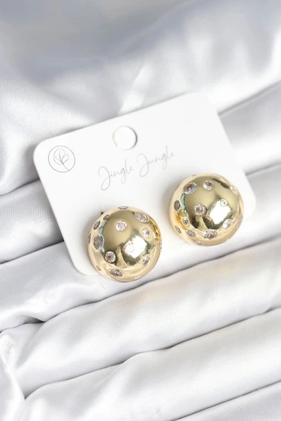 pilelistore Pirinç Gold Renk Zirkon Taşlı Kadın Küpe - TJ-BKP11292 ürün görseli 1