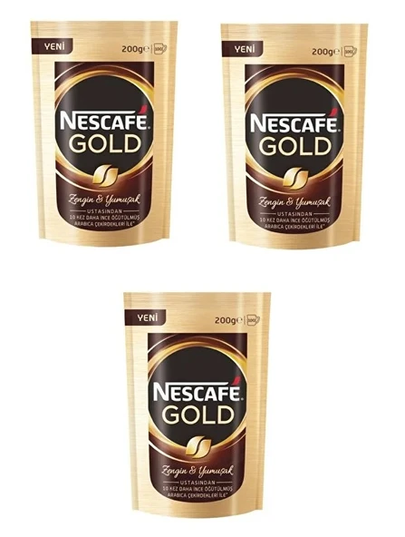 Nescafe Gold Kahve 200 gr x 3 Adet ürün görseli