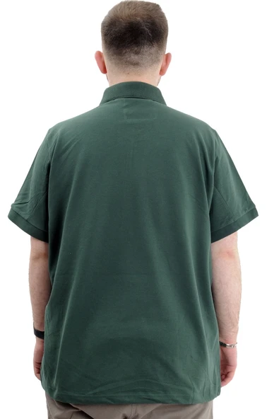 Mode XL Battal Beden Erkek Tshirt Polo Yaka Nakışlı Klasik Pike 20553 Nefti - Resim 11